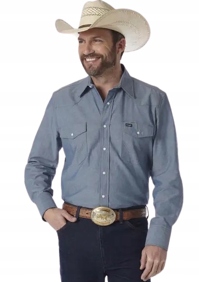 Wrangler Casual Pánská Košile Modrá Bavlna S Pagony 4XL J5B