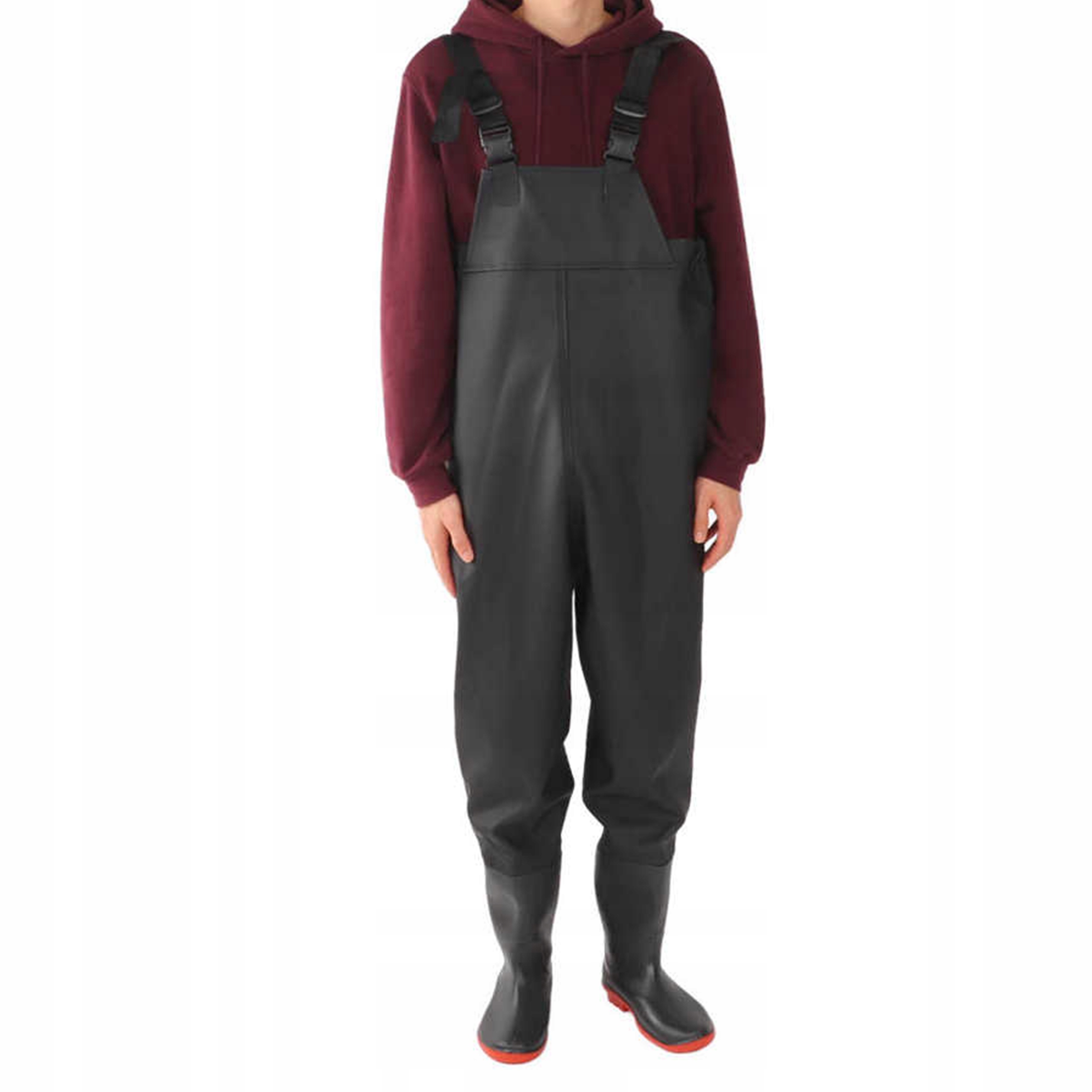 WODERY SPODNIOBUTY WĘDKARSKIE SPODNIE SZELKI WZMOCNIONE GUMOWCE RYBACKIE 43 Długość nogawki od kroku 80 cm