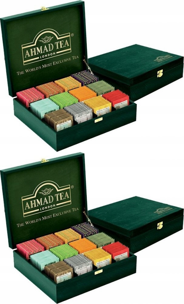 Zestaw herbat w kopertach Ahmad Tea w zielonej skrzynce 12 smaków 120szt x2