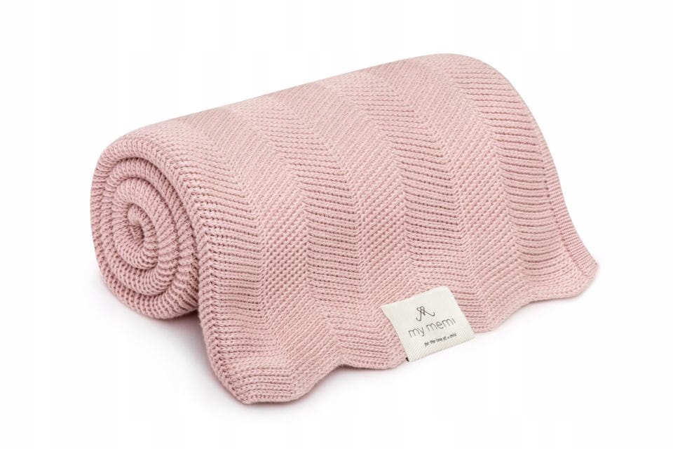 

Bambusowy Kocyk Jodełka Powder Pink 80X100 My Memi