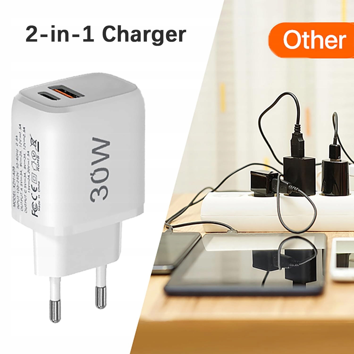 30W USB C ŁADOWARKA SZYBKIE ŁADOWANIE DO GOOGLE PIXEL IPHONE ANDROID — miniatura 6