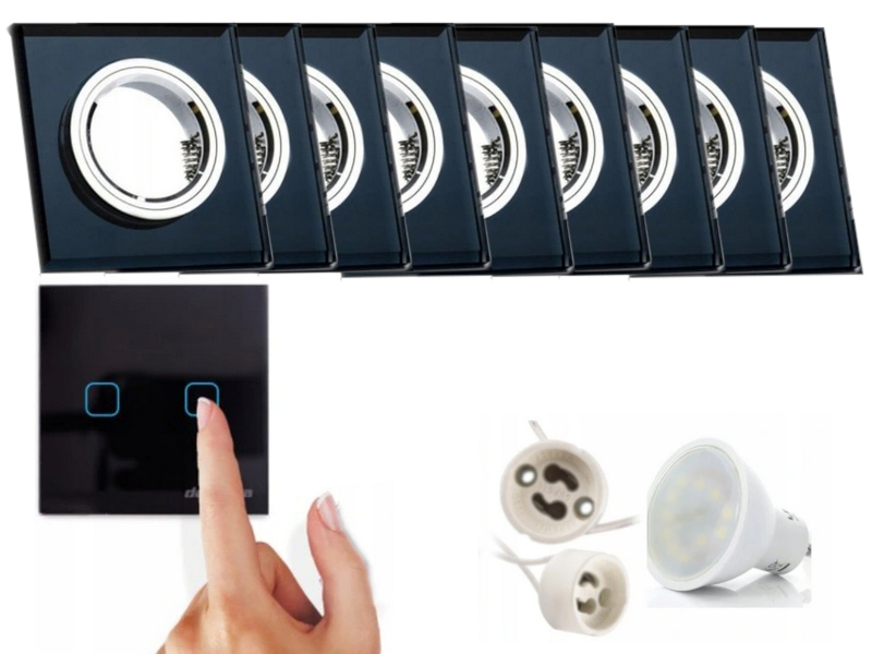 9 X Černá Lampička, Zapuštěná Objímka, Vypínač Led Žárovky, 1.5 W, Velmi Teplá Barva
