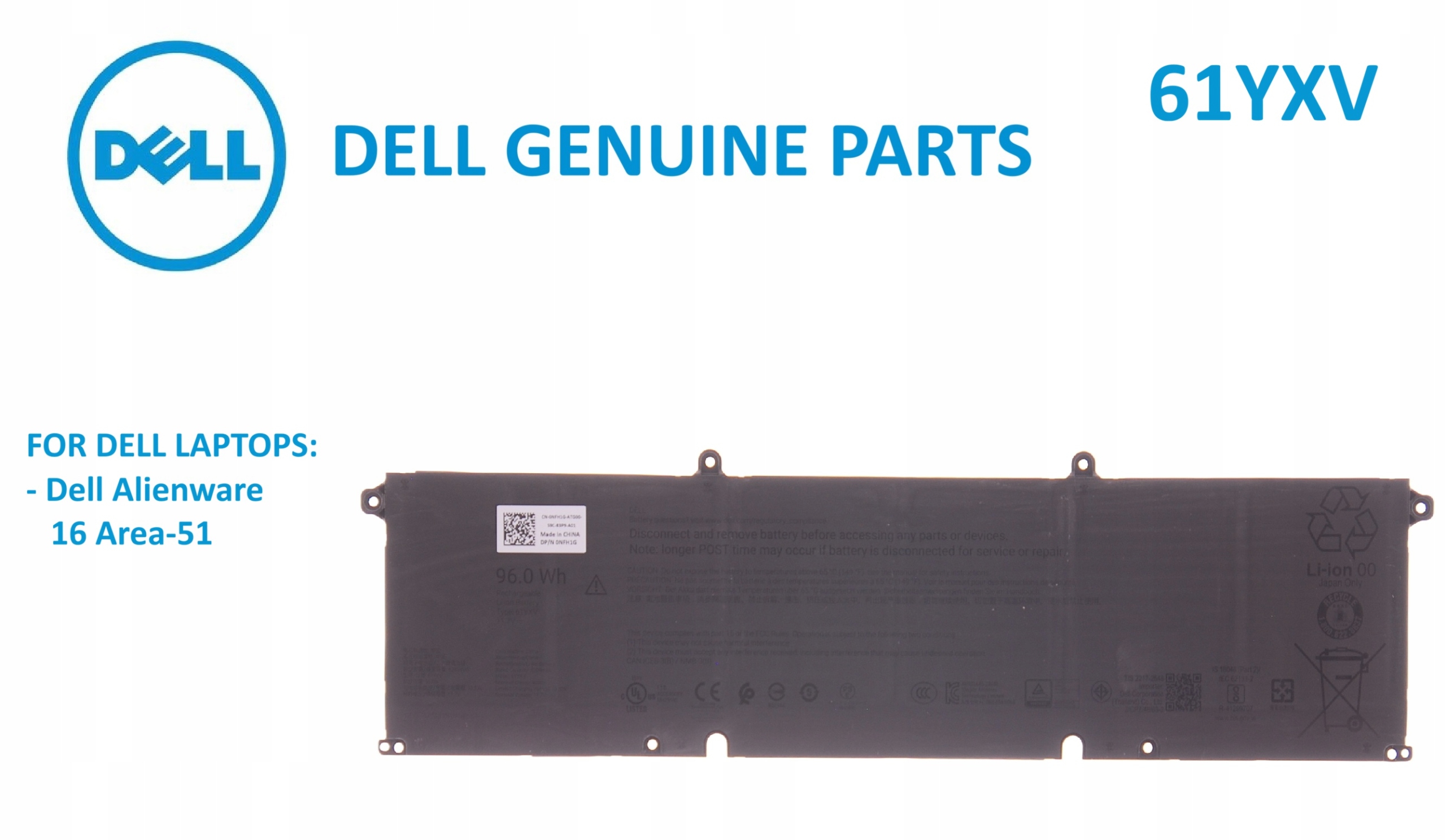 Batéria pre notebook Dell Alienware 16 Area-51 (AA16250) – 61YXV 96Wh