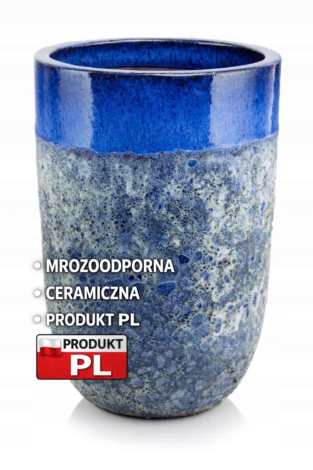 Keramický kvetináč modrý 50 cm x 35 x 50 cm mrazuvzdorný keramický kvetináč