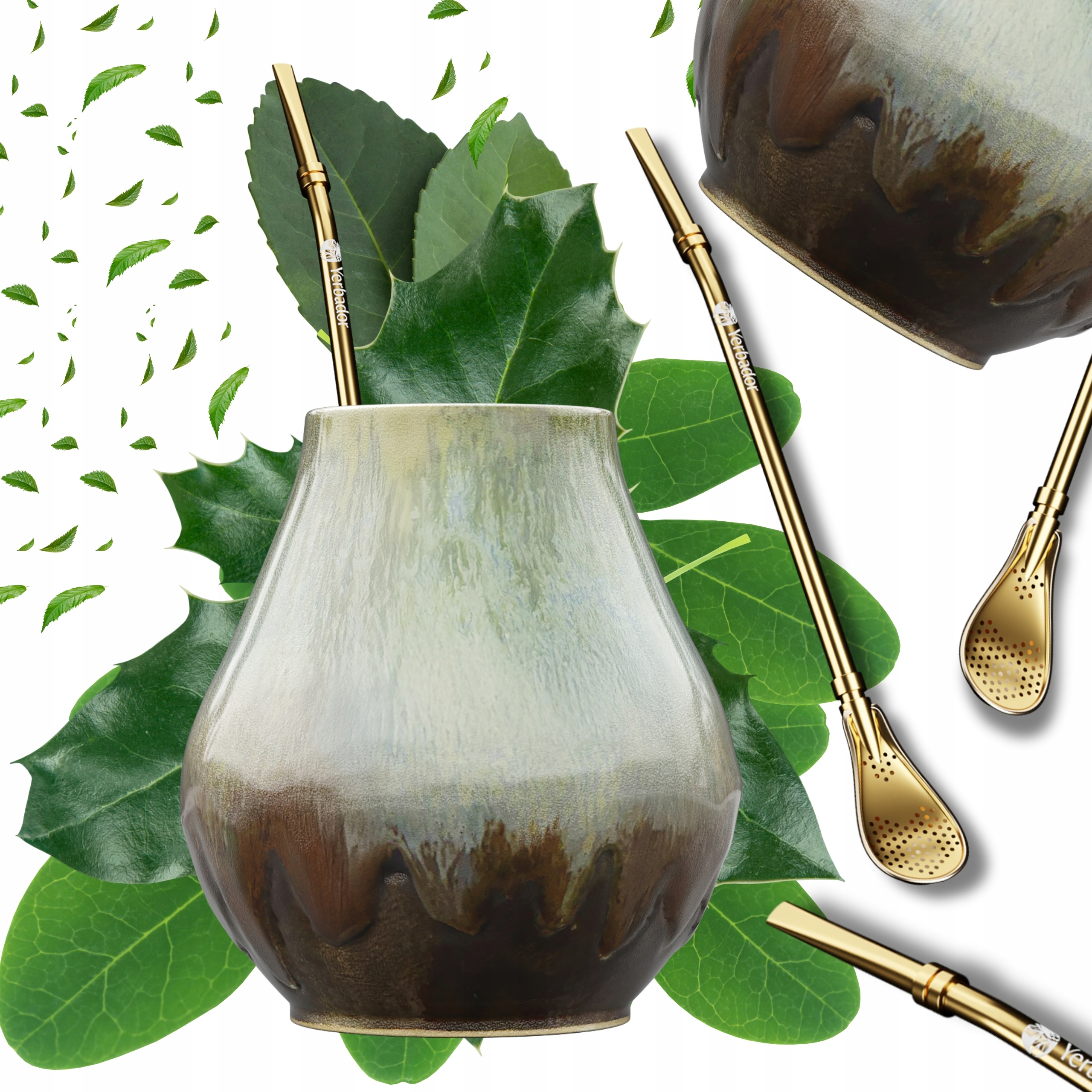 Levně Hrnek na Yerba Mate Yerbador Keramický Matero Azurová Hloubka Oceánu