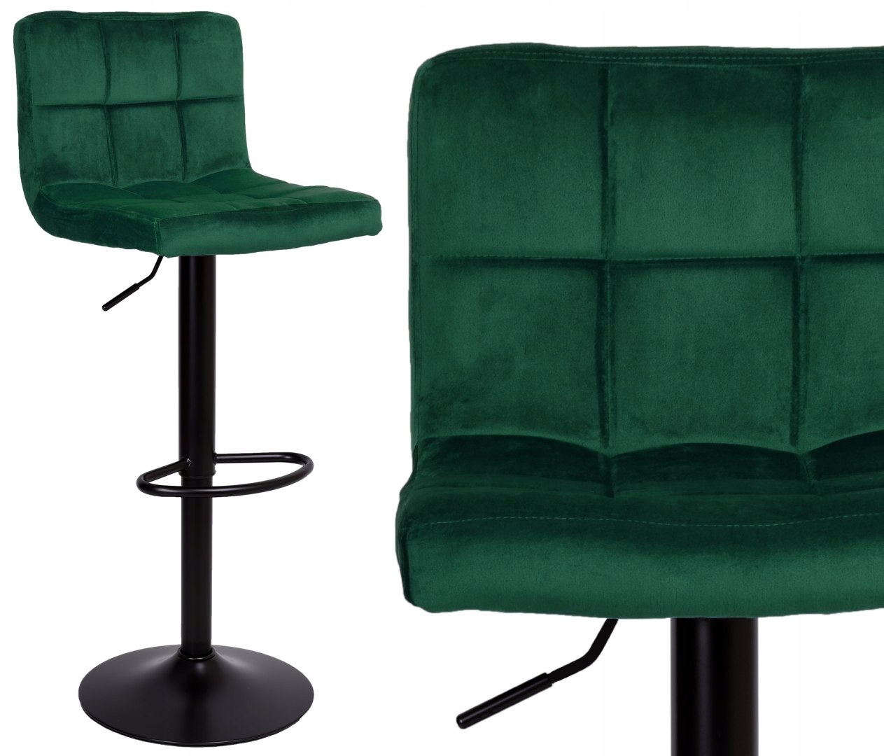 Barová židle Arako Black sametová tmavě zelená Velvet