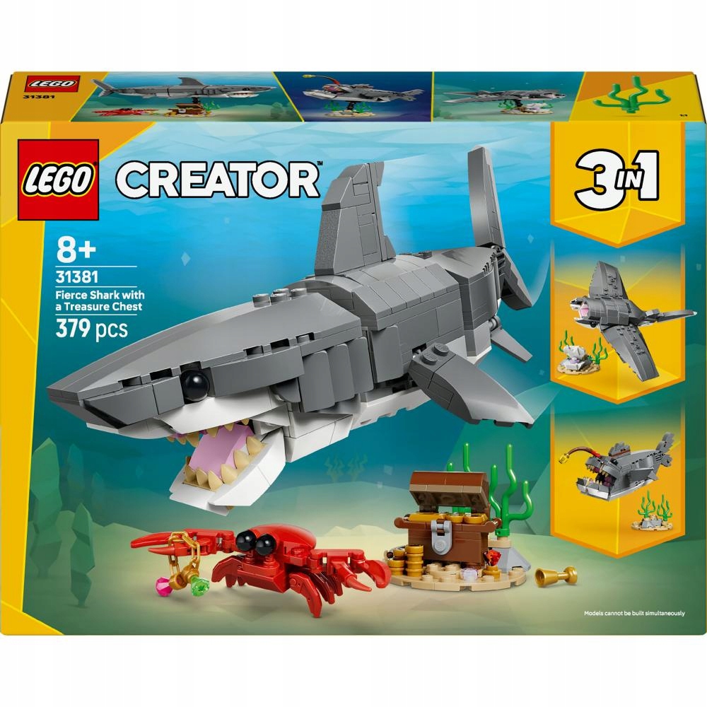 Lego Creator Hrozivý žralok a truhla s pokladem 3v1 31381