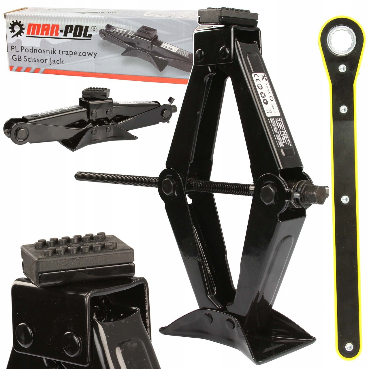 

Podnośnik Samochodowy Trapezowy Lewarek Klucz Guma