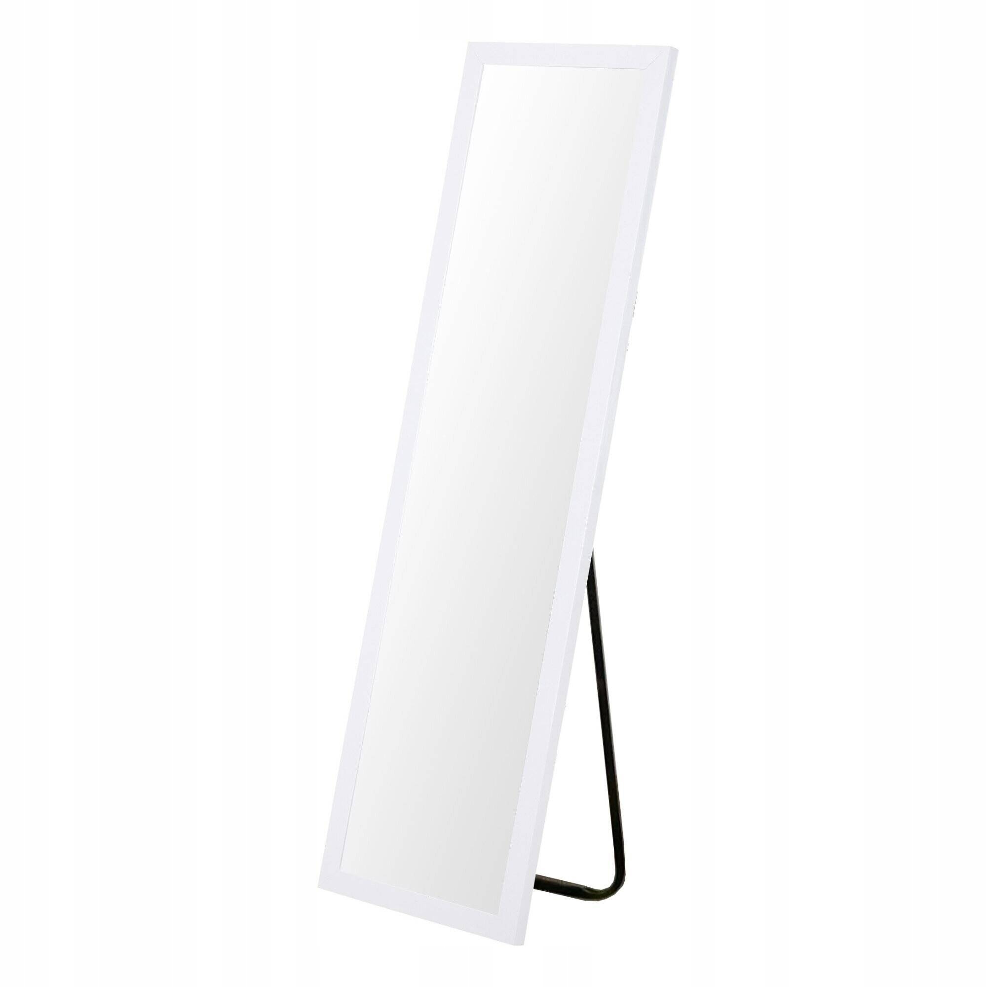 Zrcadlo Stojící Obdélníkové Vertikální Vysoké Bílé Kovový Rám 36 X 126 CM
