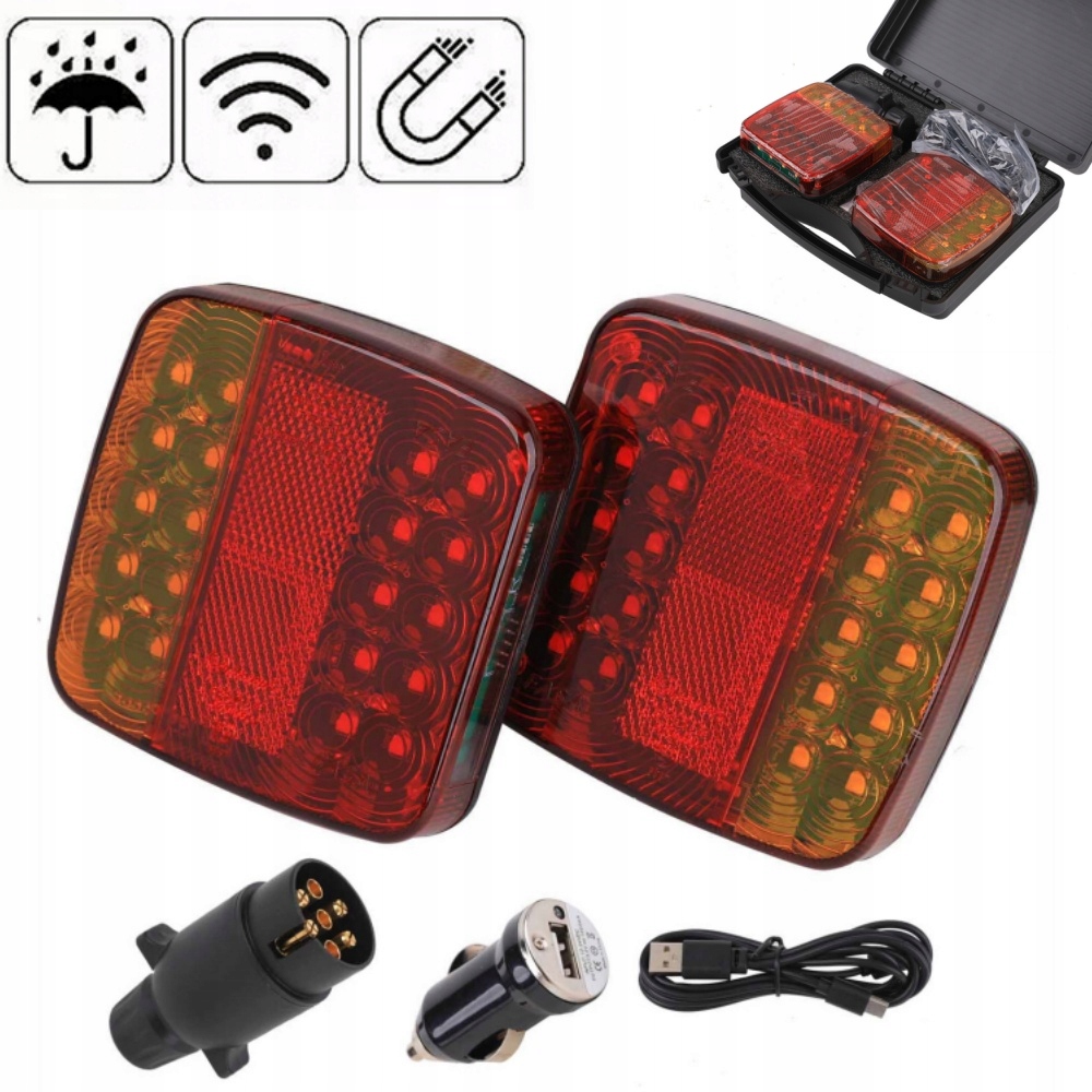Zadní Led světla pro přívěsy, magnetické, napájené baterií, voděodolné (IP65)