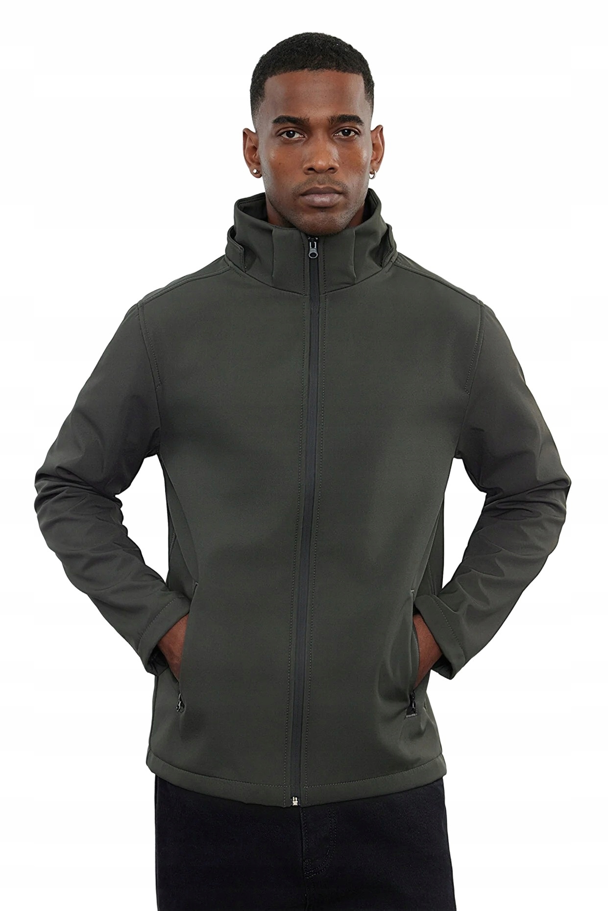 Trendyol Man Męska Kurtka Softshell Z Zamkiem I Stójką Khaki M 5DA