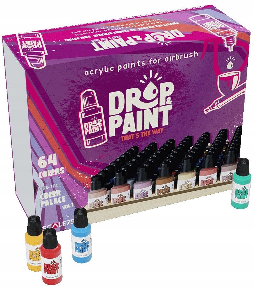 Scale 75: Drop Paint Color Palace – 64 akrylových barev 17 ml pro airbrush
