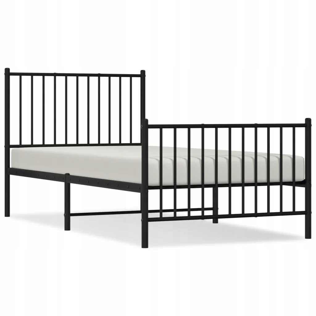 Klasický kovový Rám Postele , černý, 196x95x90,5 cm, Ocel