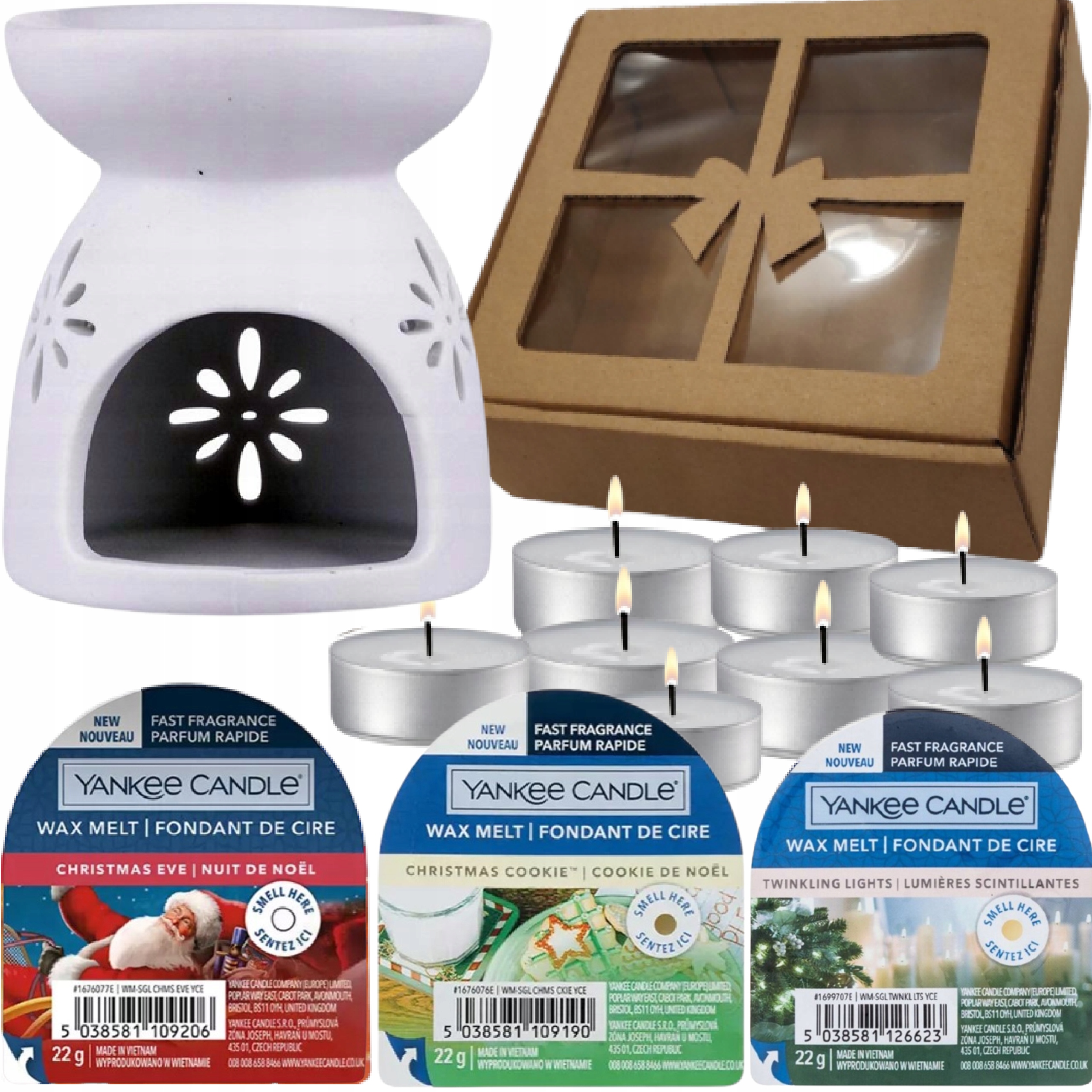 KOSZ PREZENTOWY BOX KOMINEK ZAPACHOWY + 3 WOSKI