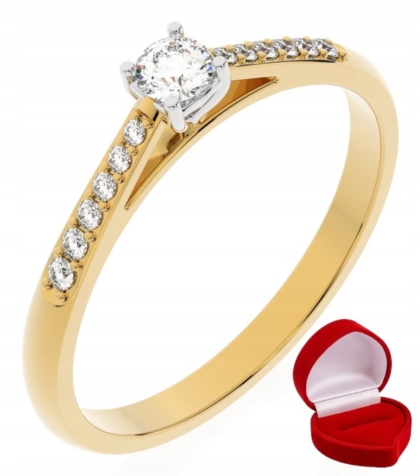 Zlatý Prstýnek 585 14k Diamant Lab Brylant 0,09 ct R30