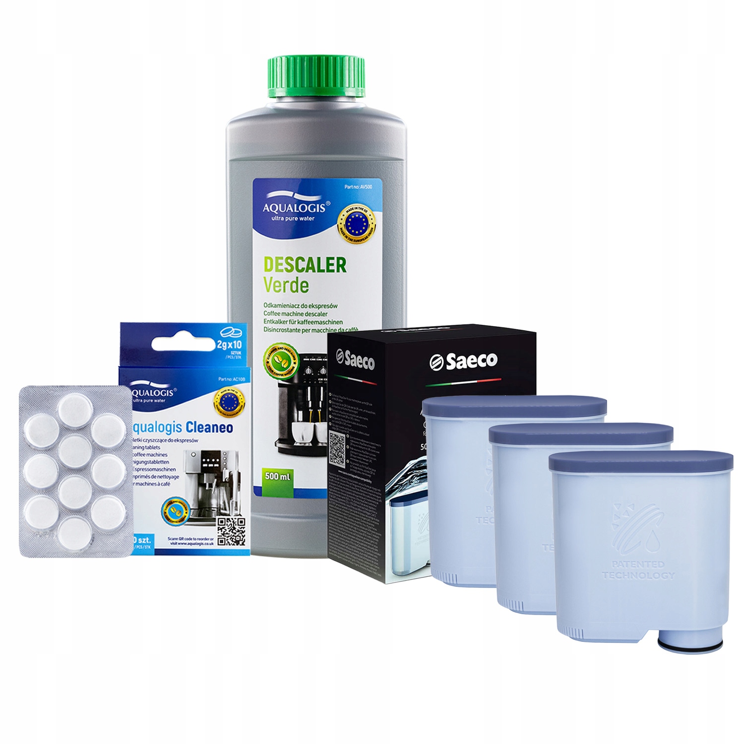 Sada Philips Saeco Filtr Aquaclean CA6903 3ks, Verde 500ml, Cleaneo