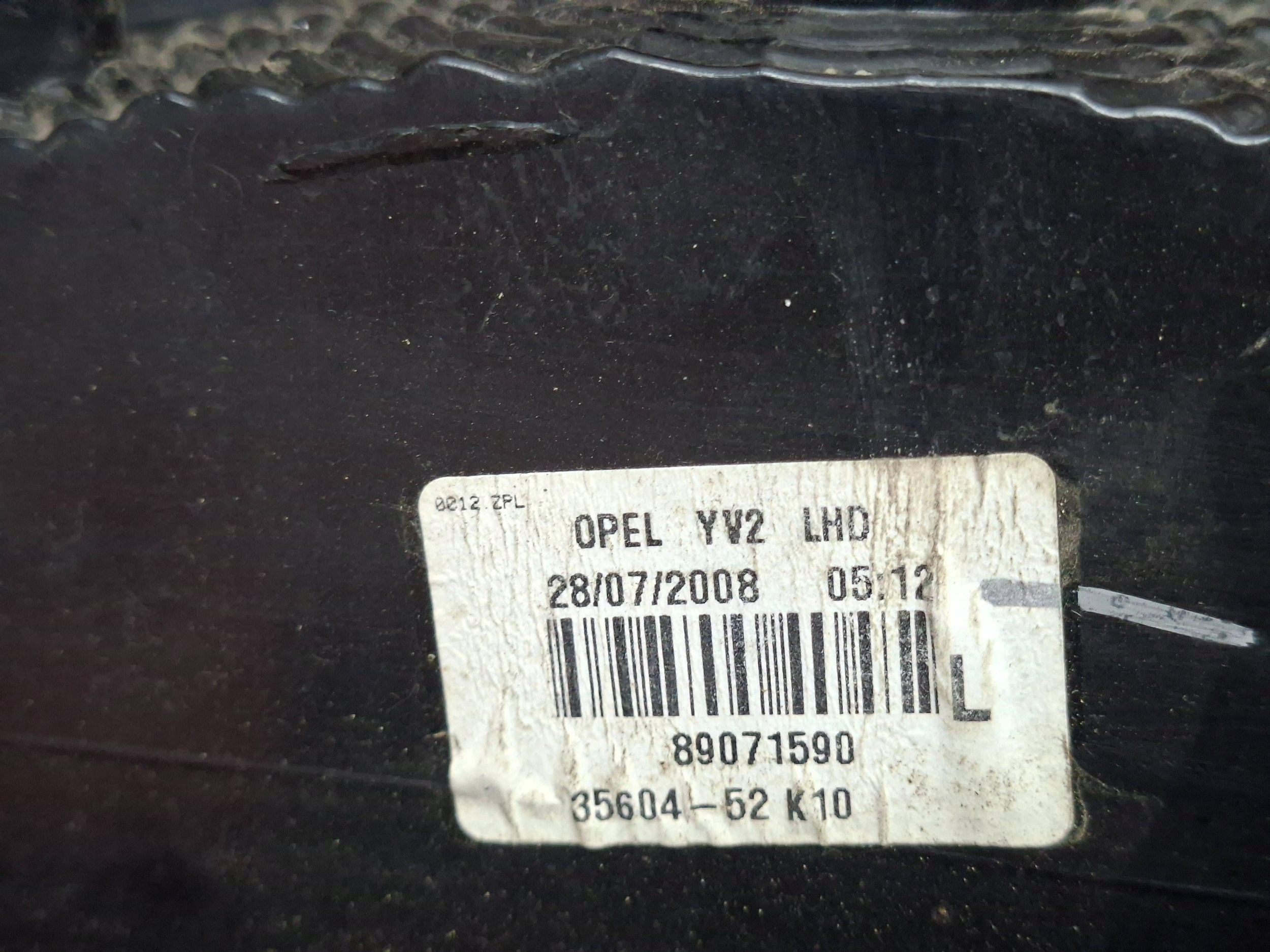 light left rear part 89071590 OPEL AGILA B 2008