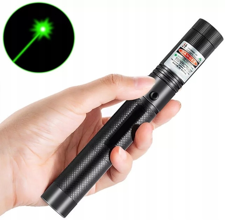 MOCNY WSKAŹNIK LASEROWY LASER POINTER ZIELONY AKU + ŁADOWARKA I 5x NAKŁADKA EAN (GTIN) 5905908344049
