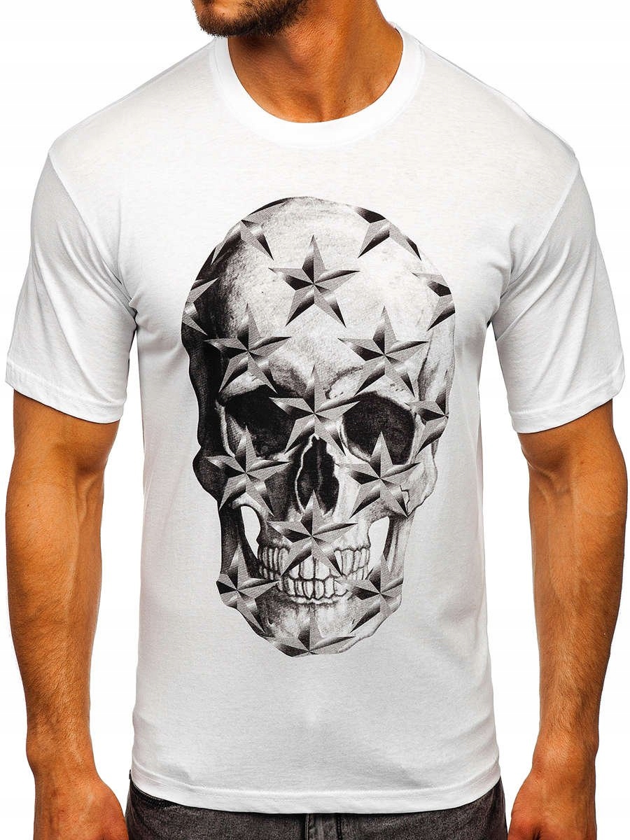 

T-shirt Męski Z Nadrukiem Biały 6300 Rozmiar_m