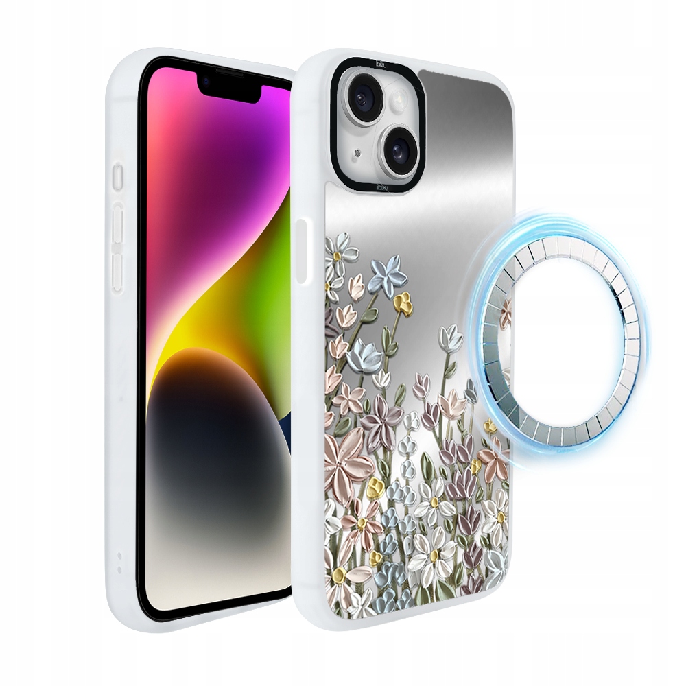 Pouzdro pro iPhone 14 Ibizu DropGuard Matt s MagSafe, jarní louka, bílé