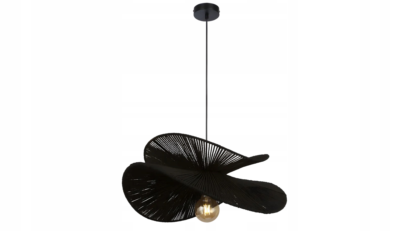 Lampa Wisząca Sufitowa Ażur Kapelusz Boho Sznur Podwójny Czarna 60 APP1833