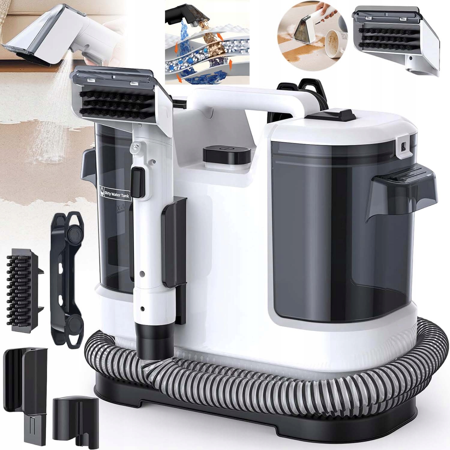 Odkurzacz Piorący Do Dywanów Moc 450W Do Czyszczenia Mebli Tapicerowanych