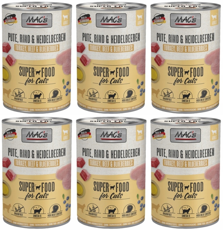 MAC's Cat Krůta, hovězí maso a borůvka 6 x 400 g