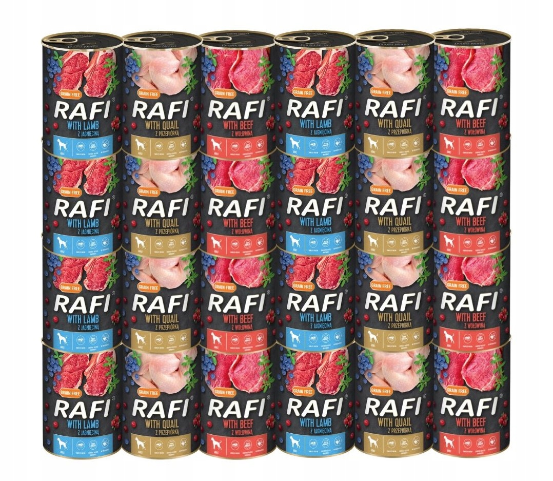 Levně Vlhké krmivo Rafi mix chutí 24x400g Dolina Noteci