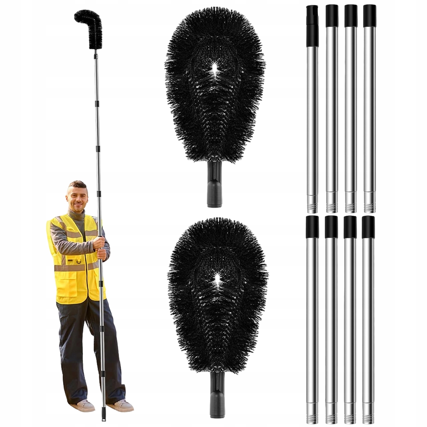 Levně Teleskopický Kartáč Na Čištění Okapů 310 CM Černý Nerezová Ocel