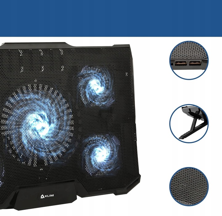 Podkładka pod laptopa Klim Cyclone Poziom hałasu 27 dB