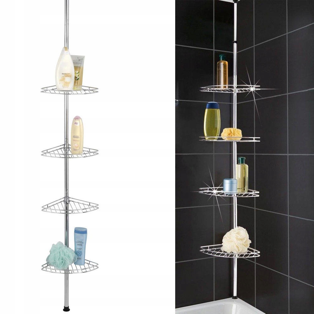 Rohový Teleskopický Regál Pod Sprchu, Chróm