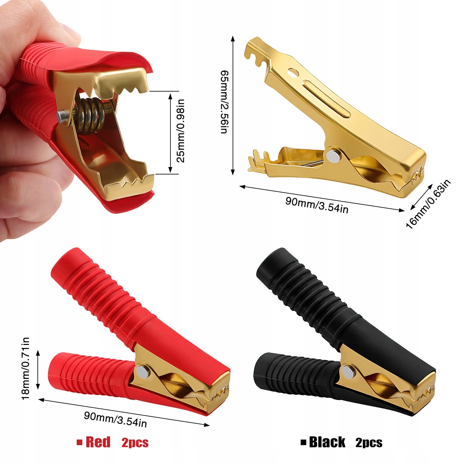 VOOGENZEK Zestaw 4 Krokodylek 100A Do Akumulatora Samochodowego 90mm — miniatura 2