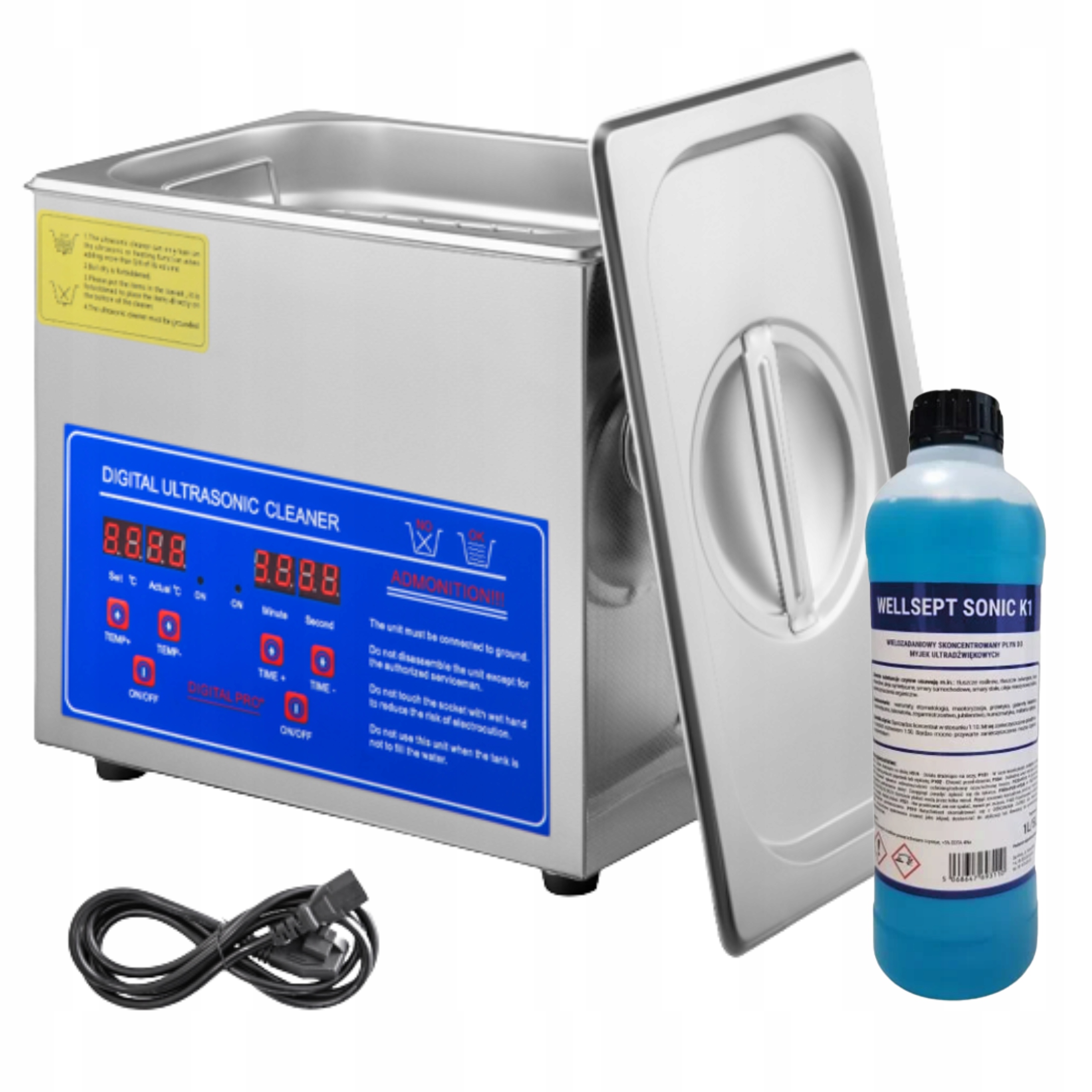 

Myjka Ultradźwiękowa 3L 220V 40kHz +płyn Z Koszem