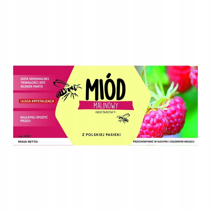 

Etykieta na miód Malinowy EM057- małe