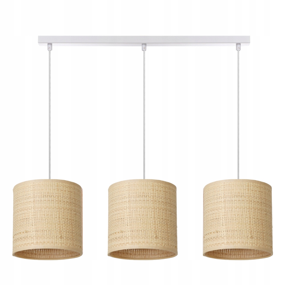 Závěsné Stropní Svítidlo Ratan 15 CM Tuba Trojitá Ratanová Lišta Led Lampa