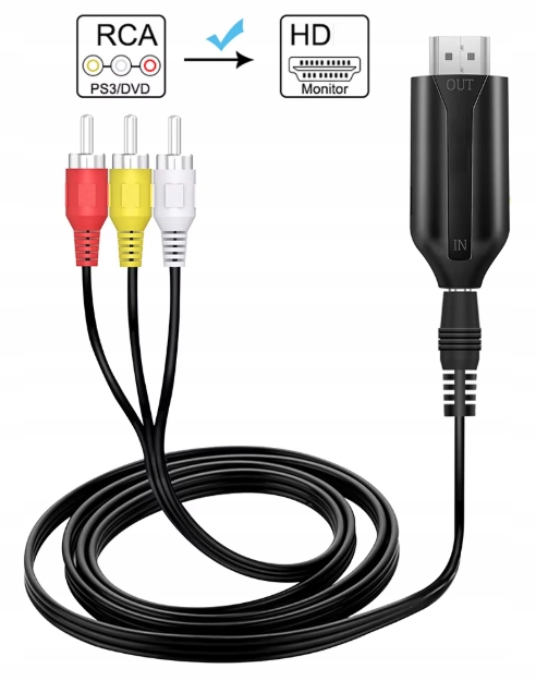 Konwerter AV2HDMI adapter 3x RCA Cinch do Hdmi