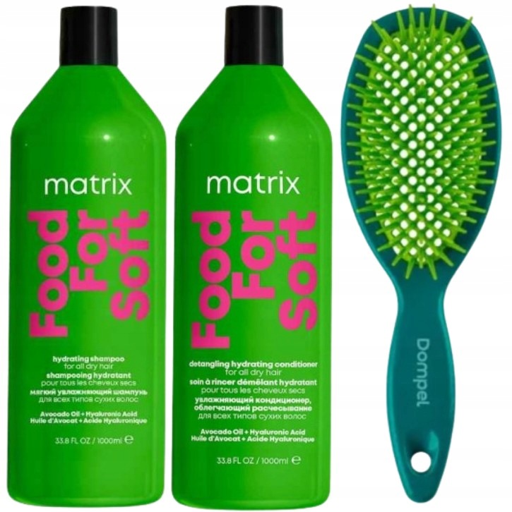 Food For Soft zestaw: szampon 1000 ml + odżywka 1000 ml + szczotka