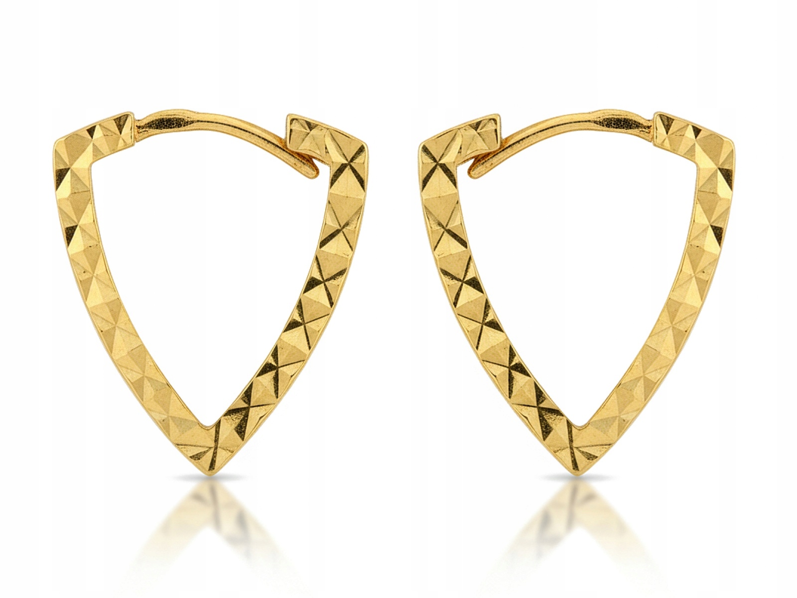 Dámské náušnice zlaté 585 lesklé trojúhelníky na anglickém zapínání