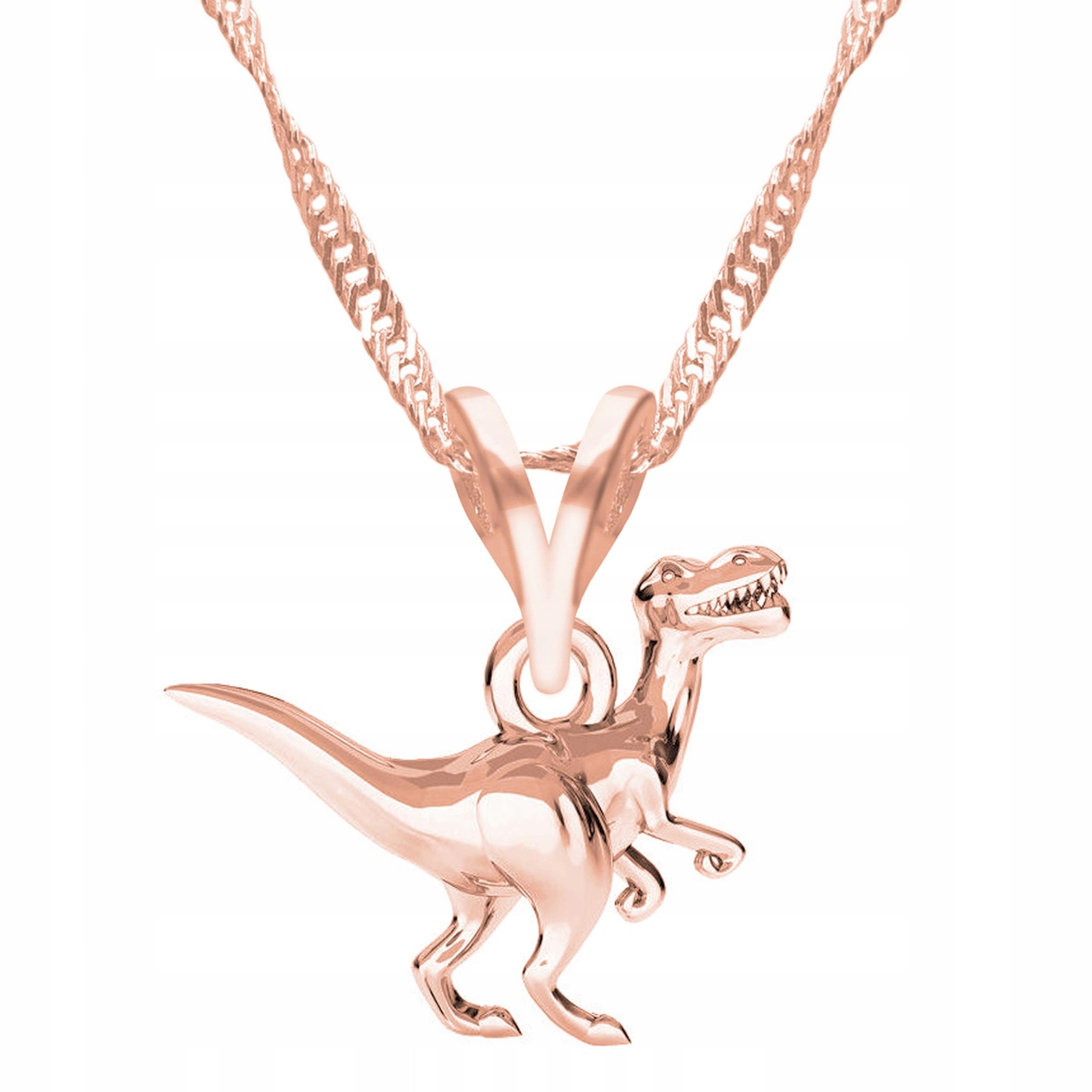 Náhrdelník Pozlacený Dinosaurus T-Rex Prehistorické zvíře Dino Stříbro 925