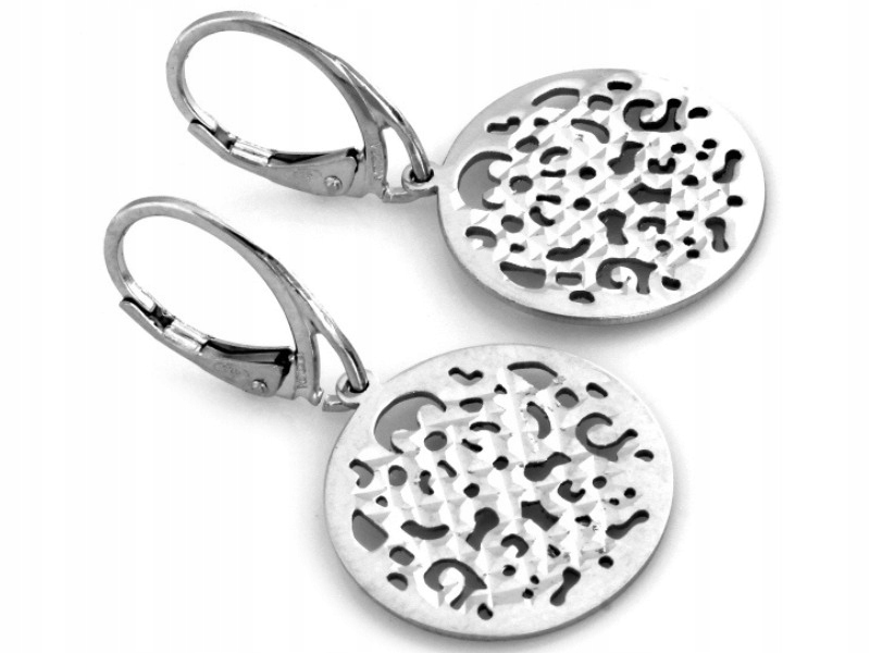 Stříbrné náušnice 925 velké ažurové kruhy elegantní jako dárek, módní vzor