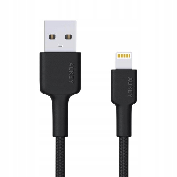 Aukey CB-AL05 kabel Lightning Usb-a 2m MFi Apple nylonowy oplot czarny