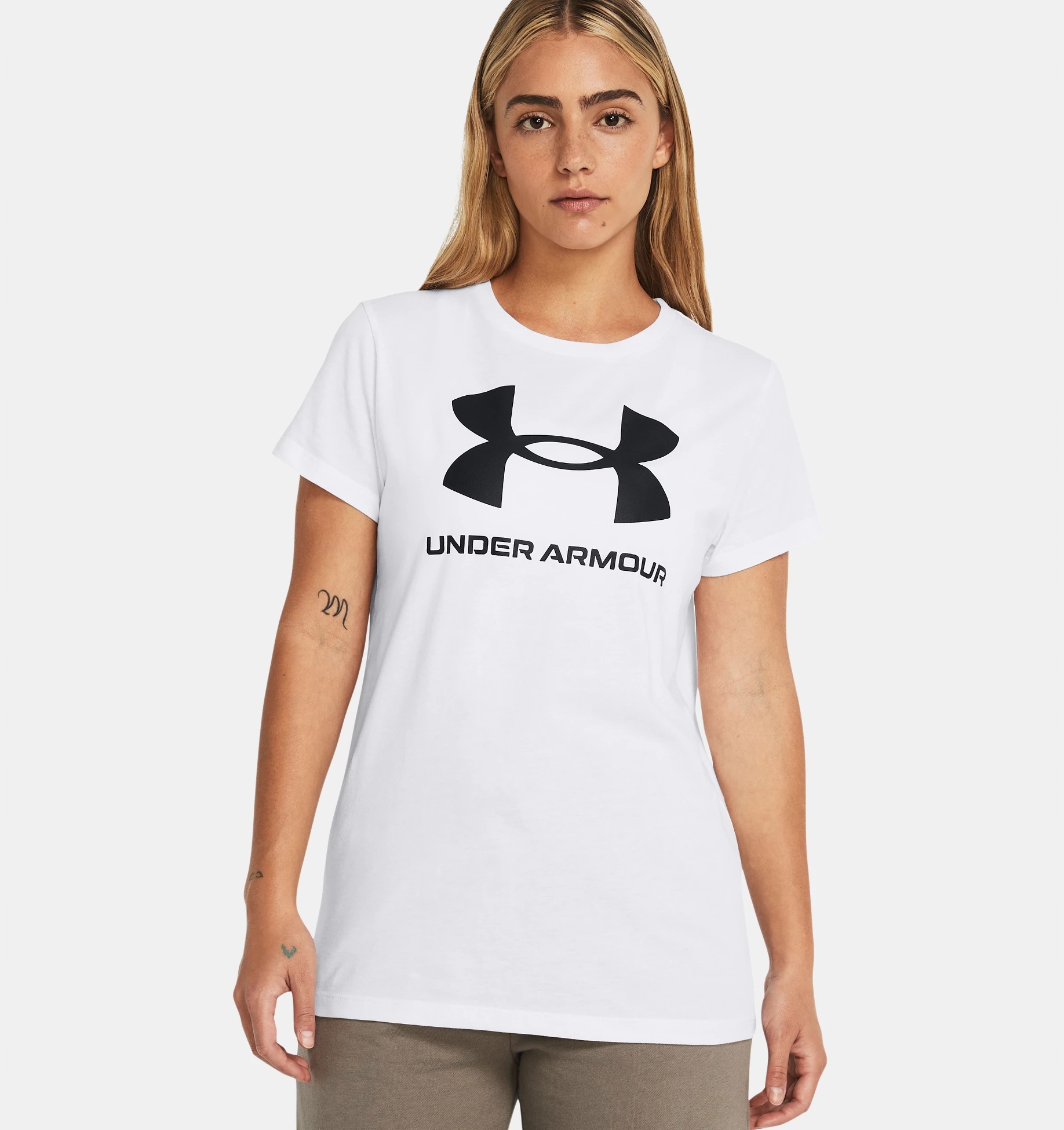 Koszulka T-shirt Damski Sportowy Biały Under Armour Rival Logo S