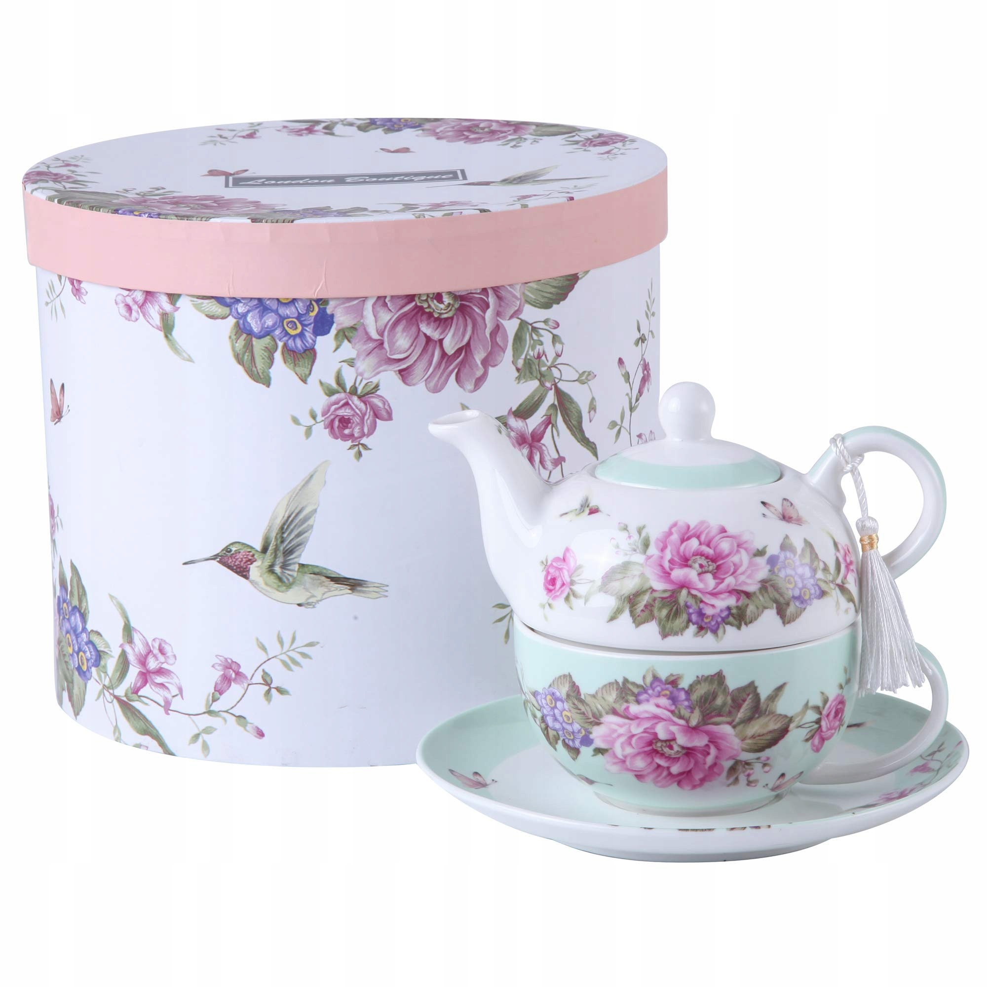 London Boutique Porcelánová čajová sada Květiny Motýli