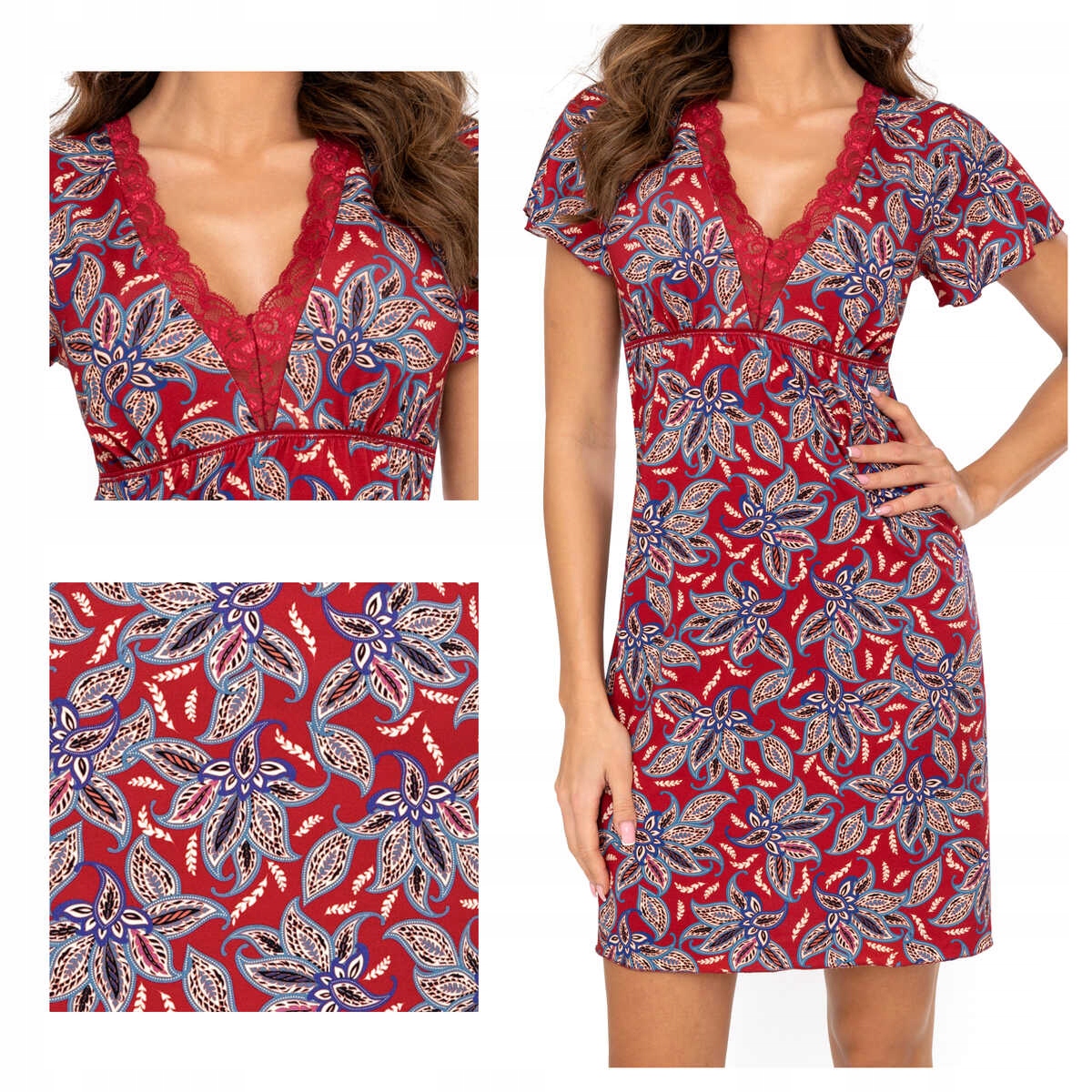 Donna Košile noční Rita bordó XL