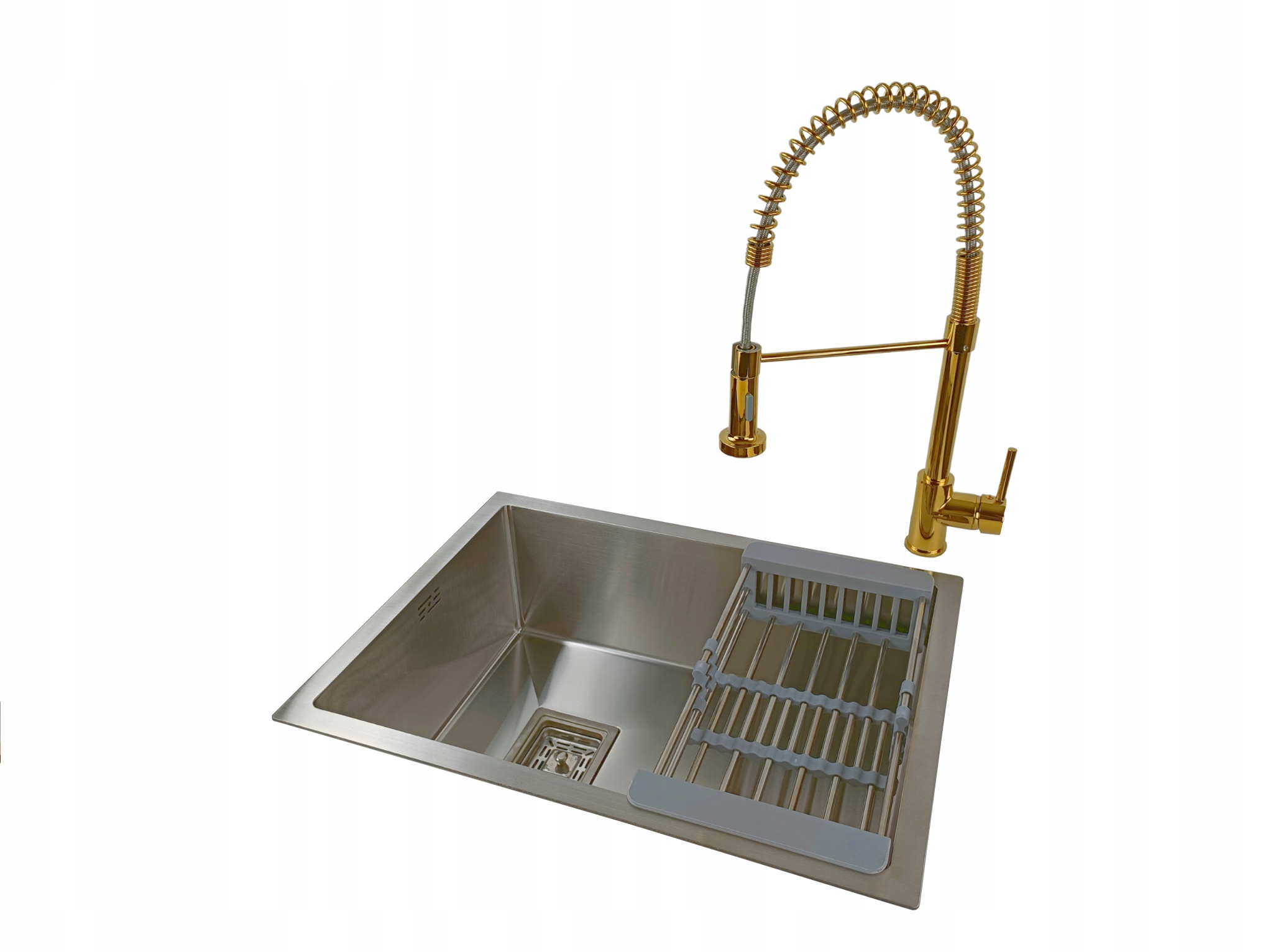 Ocelový jednokomorový dřez Inox kartáčovaný Sifonová baterie