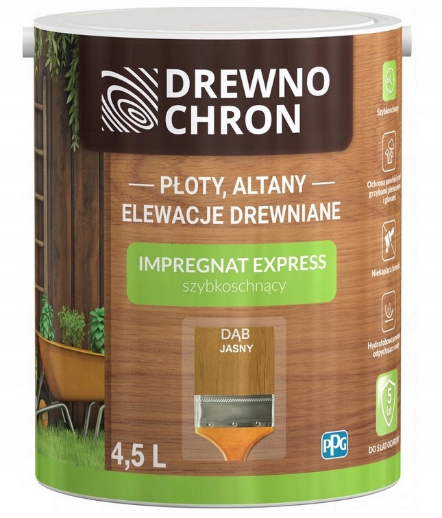 DREWNOCHRON Impregnat EXPRESS Ogród 4,5L Dąb Jasny