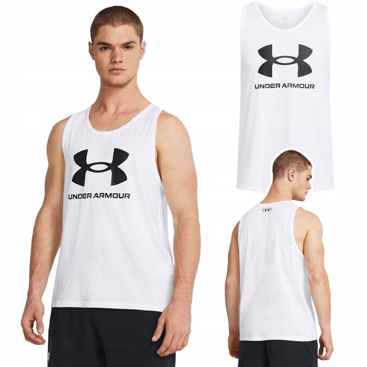 Koszulka bez rękawów męska Under Armour Sportstyle 1382883 Biała r. L