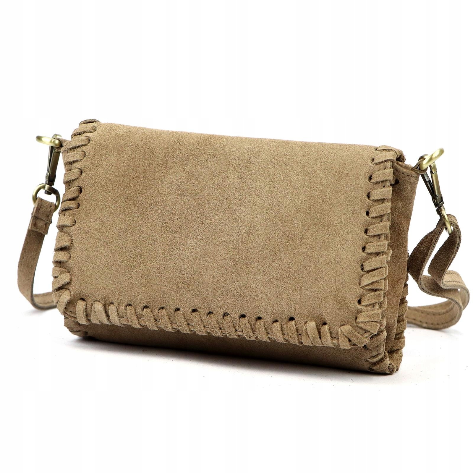 Dámská kabelka přes rameno kožená semišová taupe na telefon