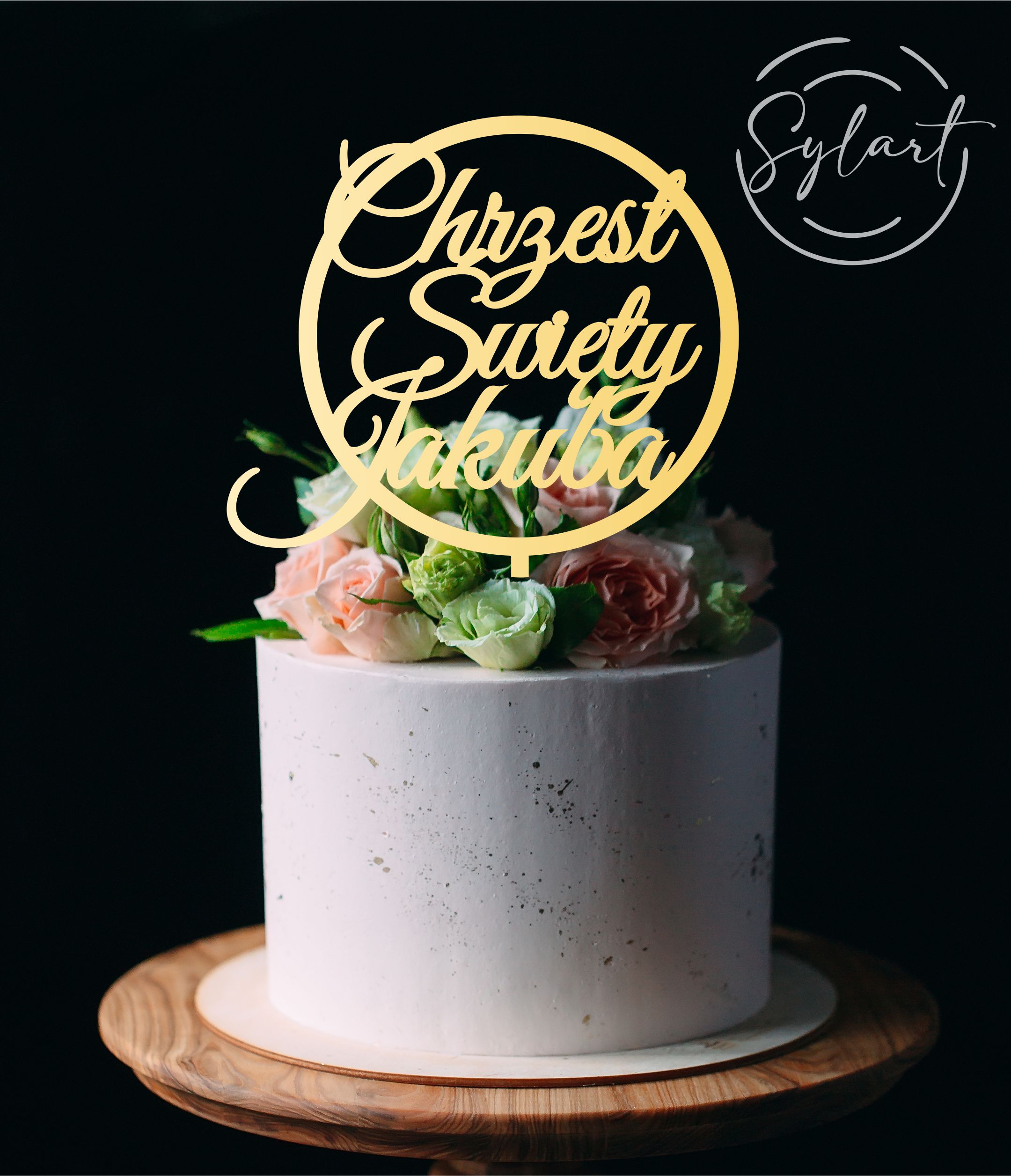 

Topper Na Tort Chrzest Święty Z Imieniem Sklejka