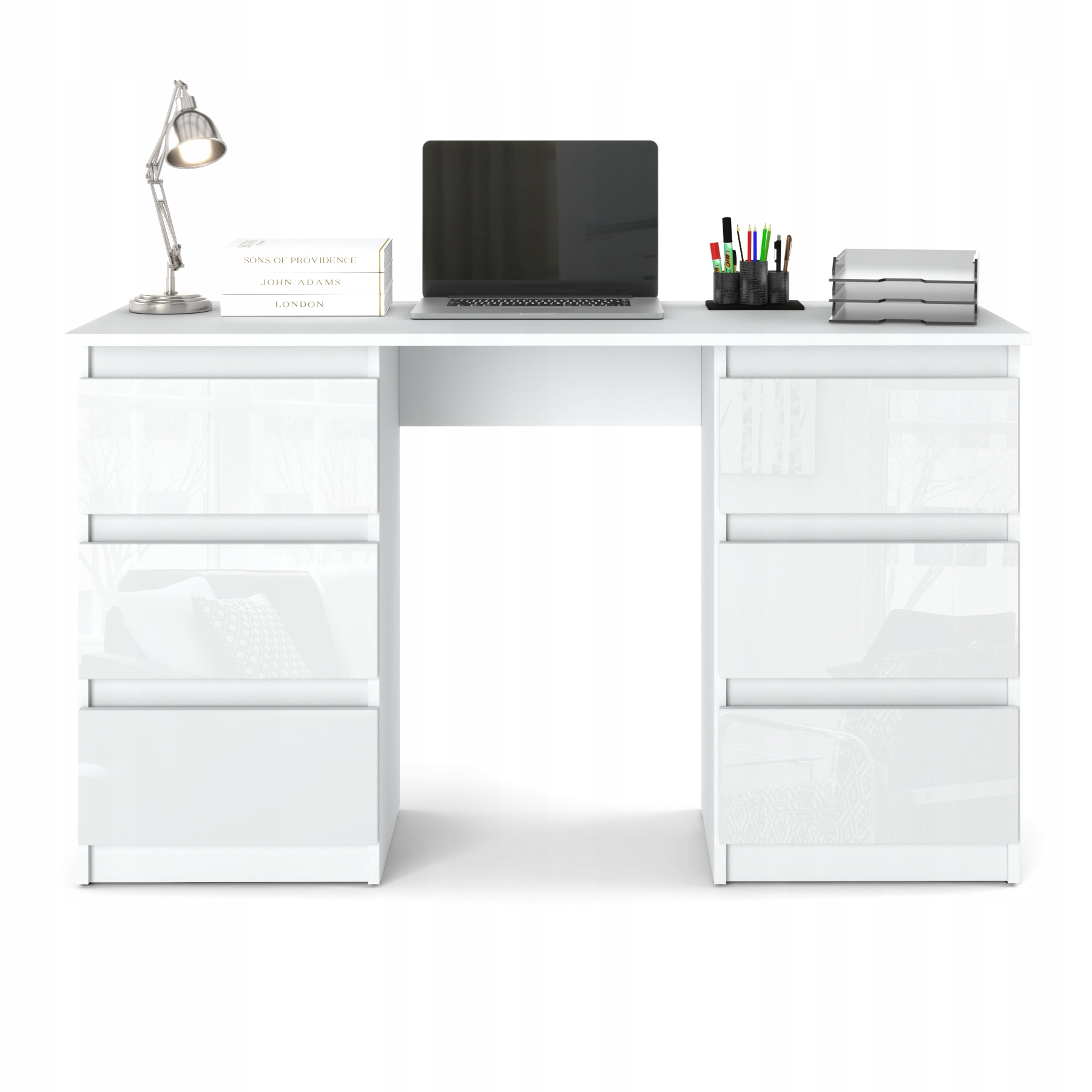 Biurko Białe 120cm Biurko szkolne 6 szuflad Stolik dla dziecka Front Połysk EAN (GTIN) 5906301894629